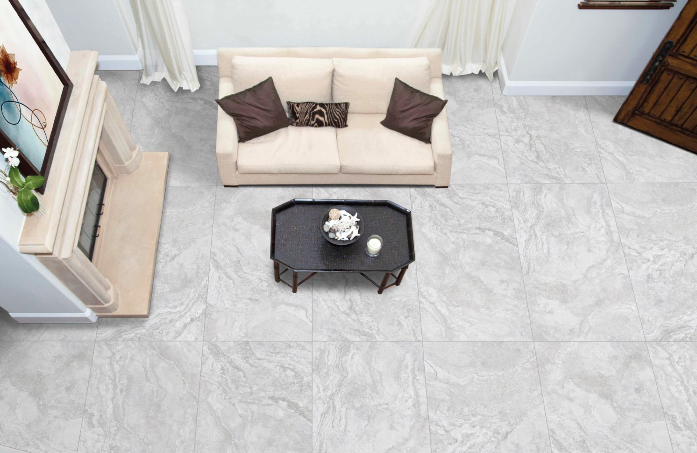 Керамогранит 600x1200 Farro Ceramics Priscilla Light grey  matt+carving