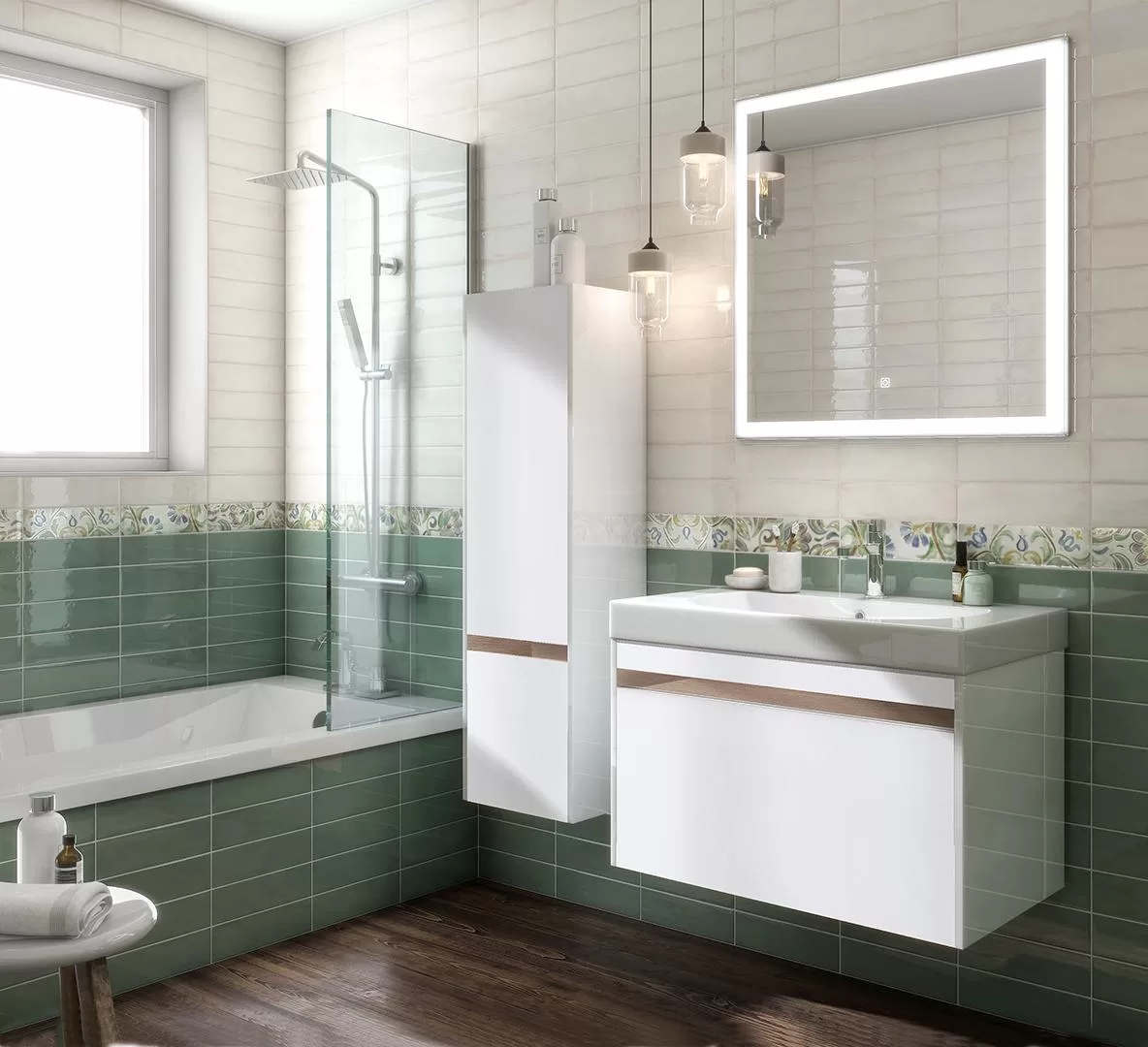 Керамическая плитка 85x285 Kerama Marazzi Монпарнас зеленый 9017