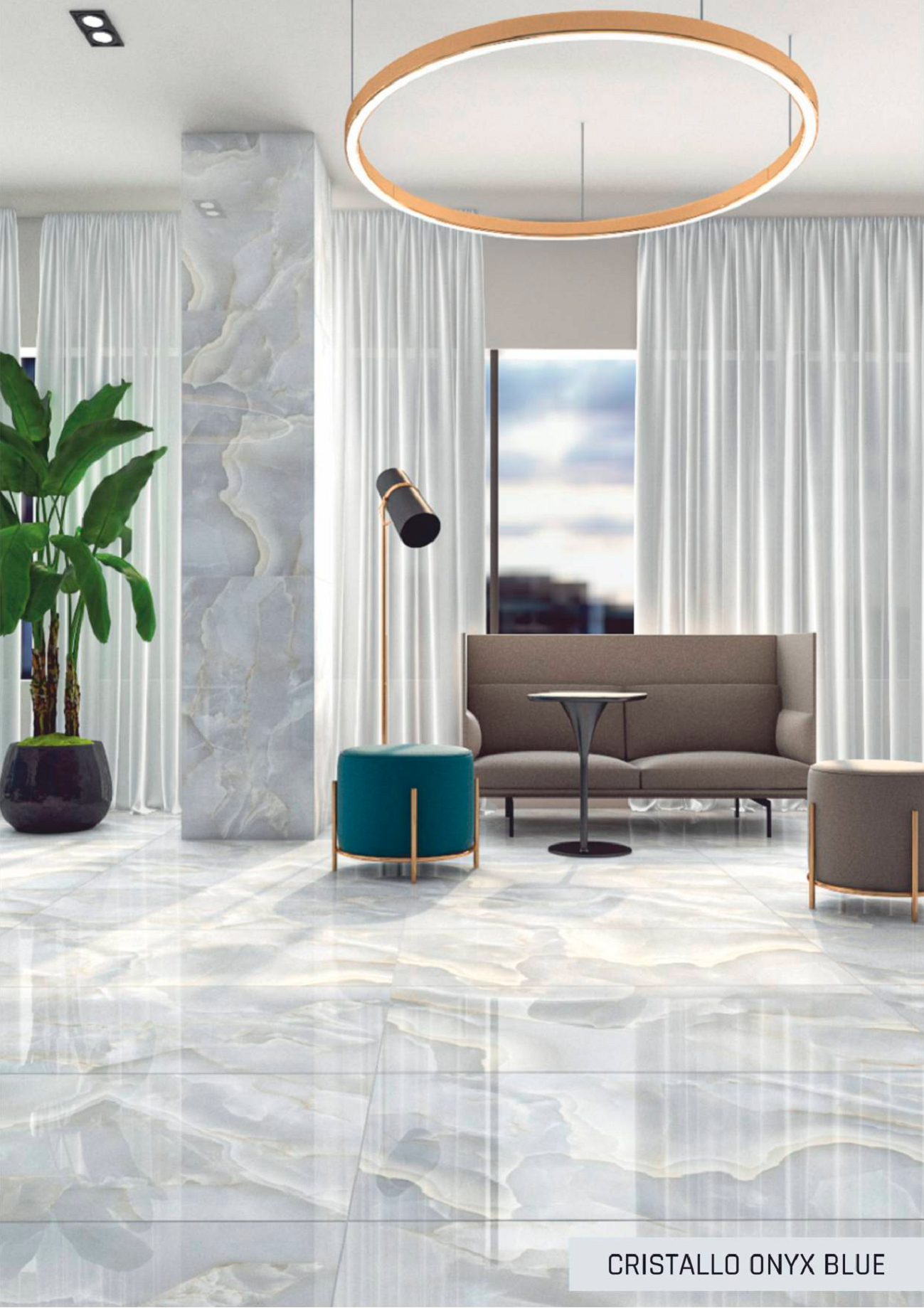 Керамогранит 600x1200 Maimoon Ceramica Glossy Crystel Onyx Grey