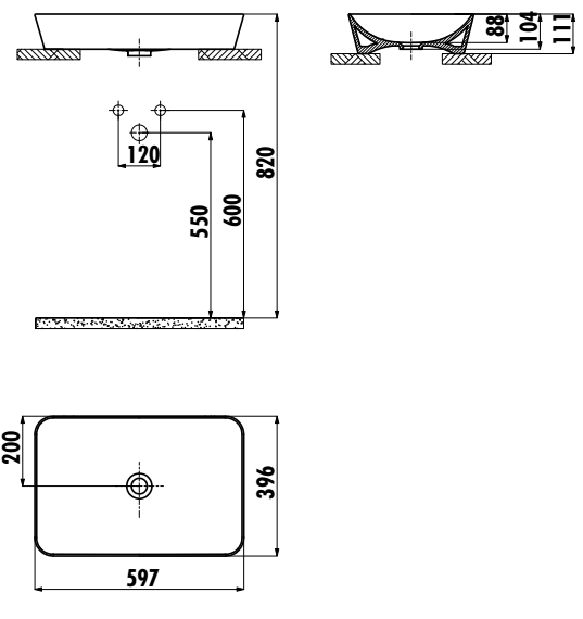 Умывальник Creavit Ultra прямоугольный 40x60 белый, UL060-00CB00E-0000