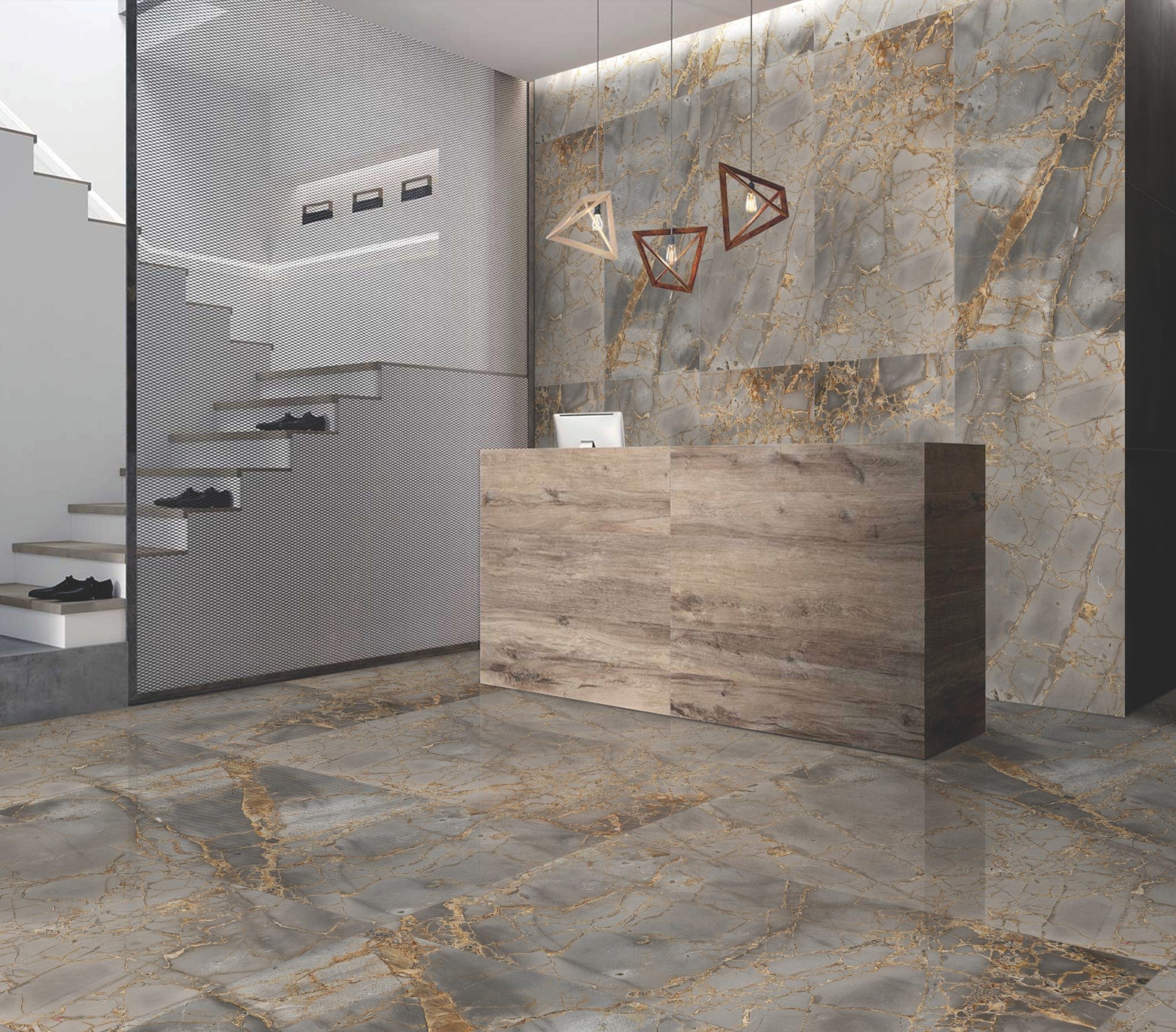 Керамогранит 600x600 Farro Ceramics Kazan Gold high glossy