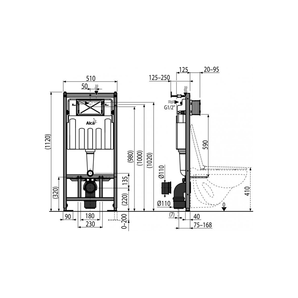 Инсталляция Alcaplast Sadromodul для сухой установки AM101/1120-BL-01
