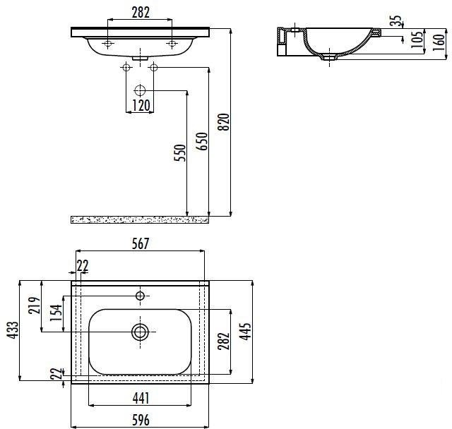 Умывальник Creavit Ideal 60x45 белый, ID060-00CB00E-0000