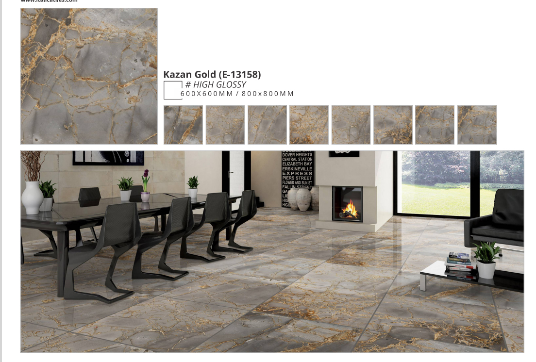 Керамогранит 600x600 Farro Ceramics Kazan Gold high glossy