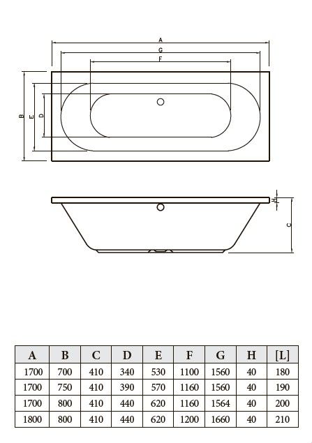 Ванна акриловая Bonito Home Ilias 180x80 с ножками BH-IL-401-180-80/Su